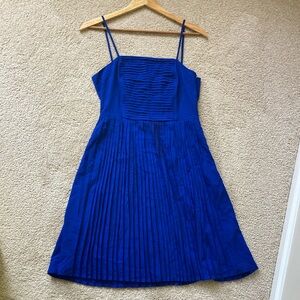 Pleated Blue Chiffon Dress